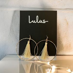 Lulus Tassle Hoop Earrings
